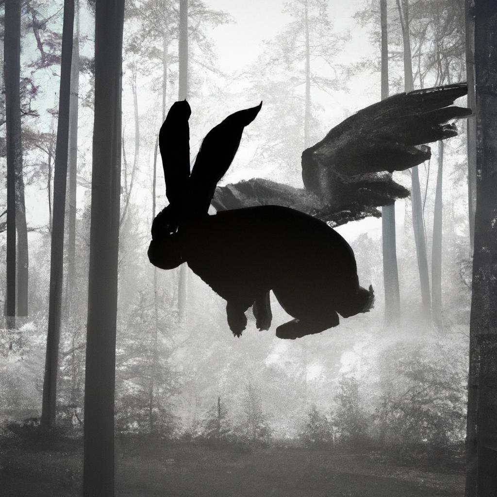 The Black Rabbit of Inle spreads its wings and soars over the enchanted forest.