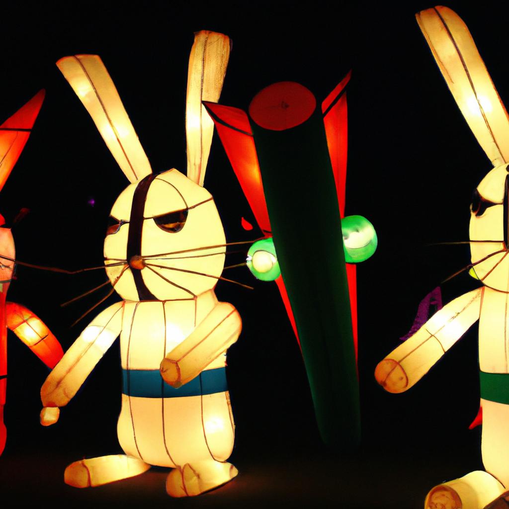A stunning parade of rabbit lanterns inspired by the popular mobile game, Clash of Clans.