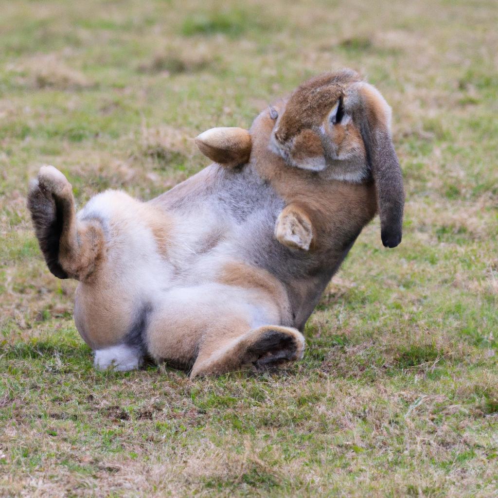 A rabbit died stretched out on its back