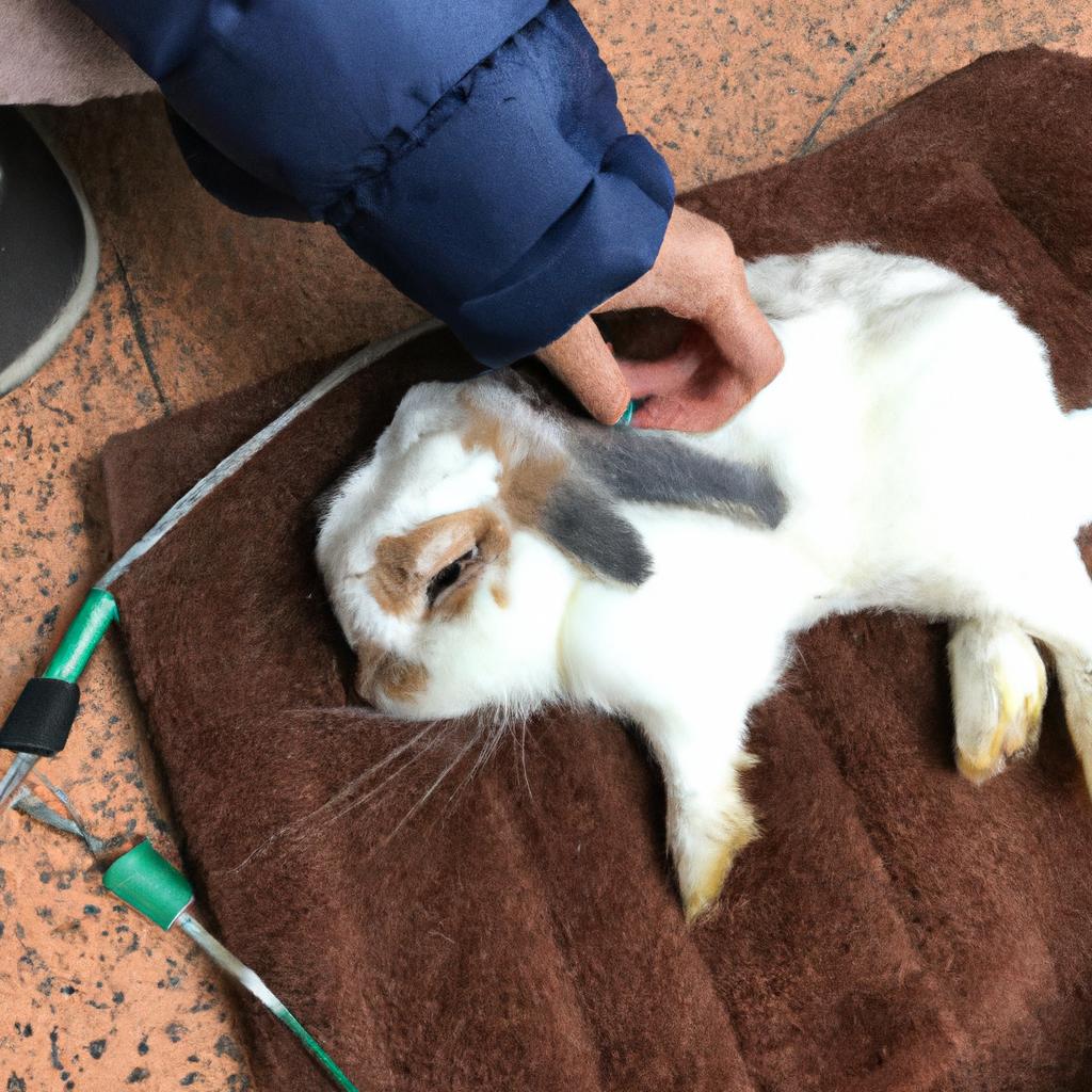 This rabbit is receiving treatment for its flea infestation